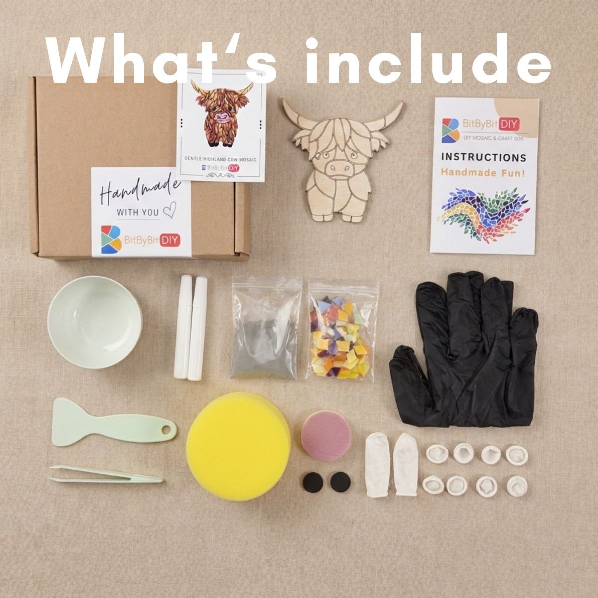 Gentle Highland Cow Mosaic Art Kit