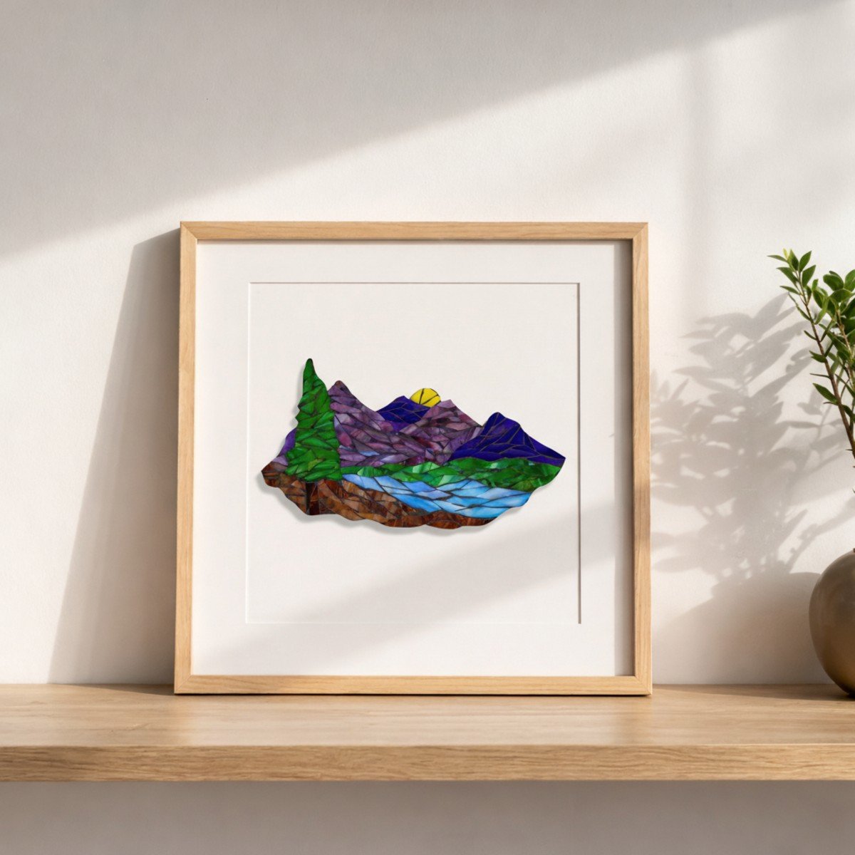 Peaceful Mountain Landscape Mosaic Art Kit | DIY Glass Mosaic Kit, Premium Mica Tile Craft for Adults & Kids, Unique Home Decor Gift
