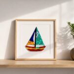 Steady Sailboat Mosaic Art Kit | DIY Glass Mosaic Kit, Premium Mica Tile Craft for Adults & Kids, Unique Home Decor Gift