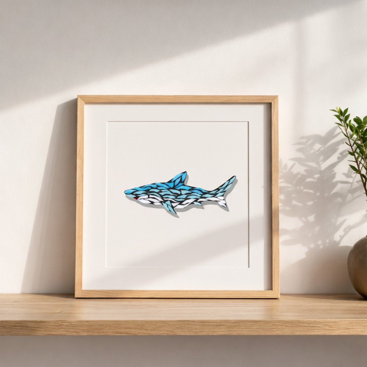 Steady Shark Mosaic Art Kit | DIY Glass Mosaic Kit, Premium Mica Tile Craft for Adults & Kids, Unique Home Decor Gift