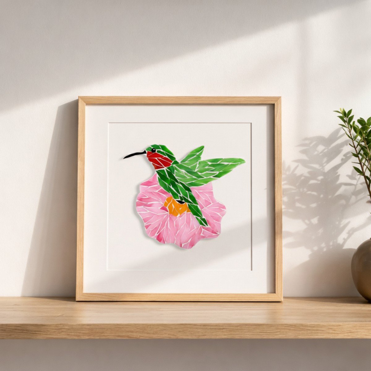 Hovering Hummingbird Mosaic Art Kit | DIY Glass Mosaic Kit, Premium Mica Tile Craft for Adults & Kids, Unique Home Decor Gift
