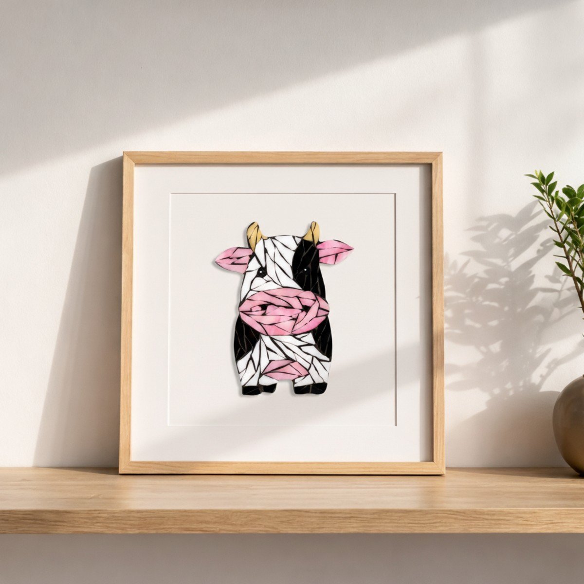 Kind Cow Mosaic Art Kit | DIY Glass Mosaic Kit, Premium Mica Tile Craft for Adults & Kids, Unique Home Decor Gift