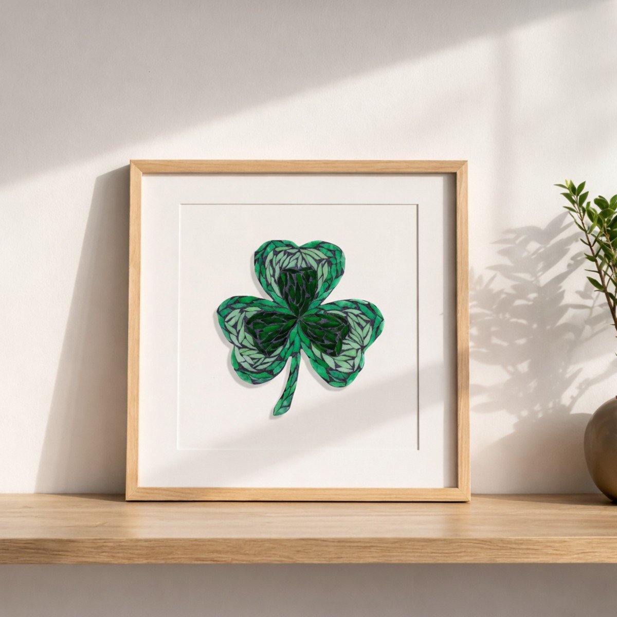 Lucky Clover Mosaic Art Kit | DIY Glass Mosaic Kit, Premium Mica Tile Craft for Adults & Kids, Unique Home Decor Gift