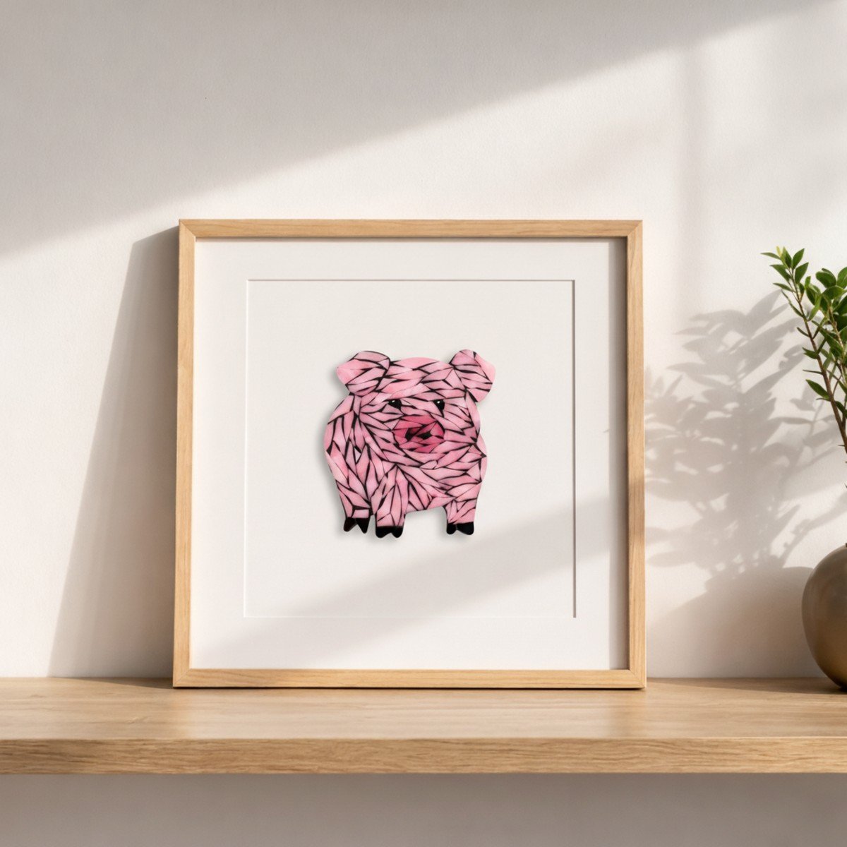 Cheerful Pig Mosaic Art Kit | DIY Glass Mosaic Kit, Premium Mica Tile Craft for Adults & Kids, Unique Home Decor Gift