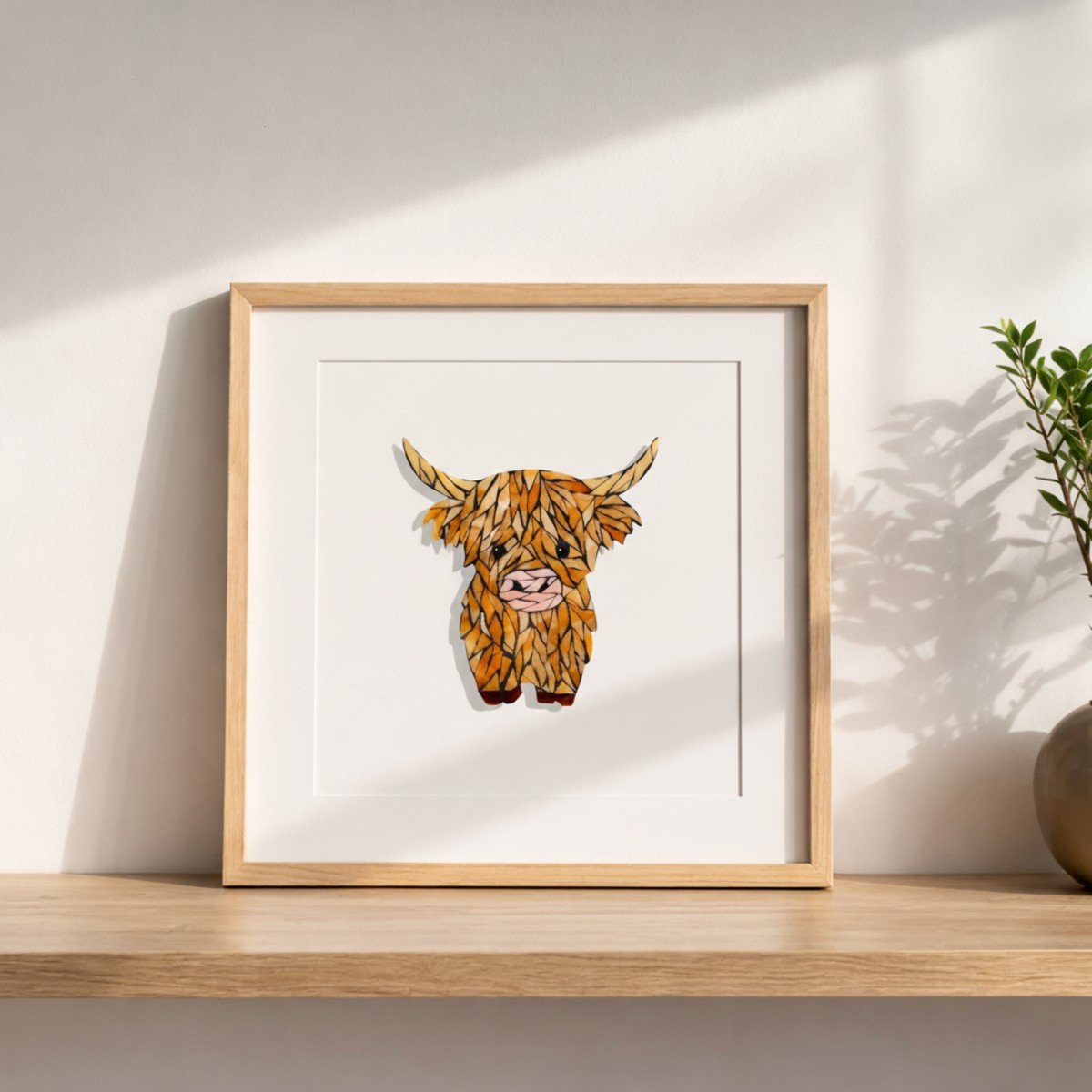 Gentle Highland Cow Mosaic Art Kit | DIY Glass Mosaic Kit, Premium Mica Tile Craft for Adults & Kids, Unique Home Decor Gift