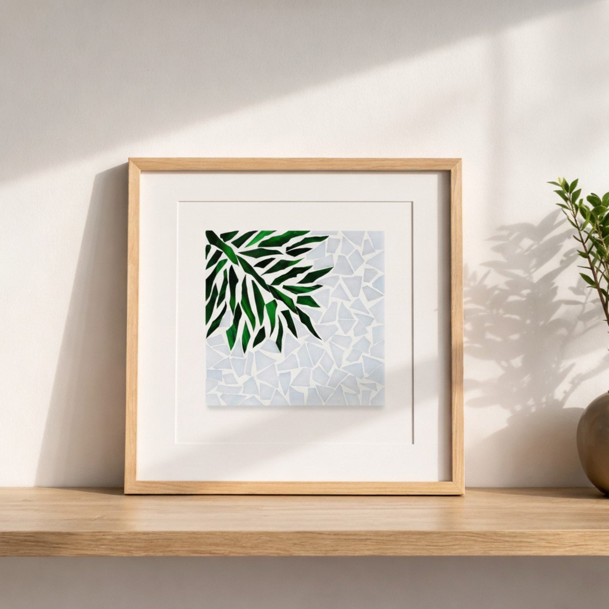 Calm Palm Leaf Mosaic Art Kit | DIY Glass Mosaic Kit, Premium Mica Tile Craft for Adults & Kids, Unique Home Decor Gift