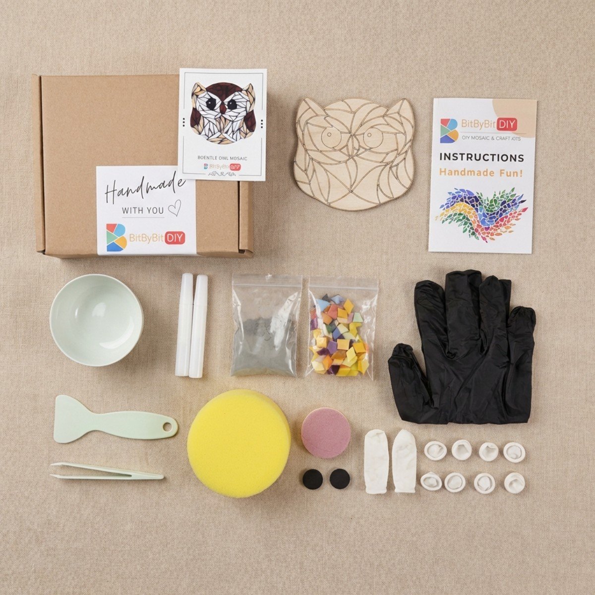 BeGentle Owl Mosaic Art Kit | DIY Glass Mosaic Kit, Premium Mica Tile Craft for Adults & Kids, Unique Home Decor Gift