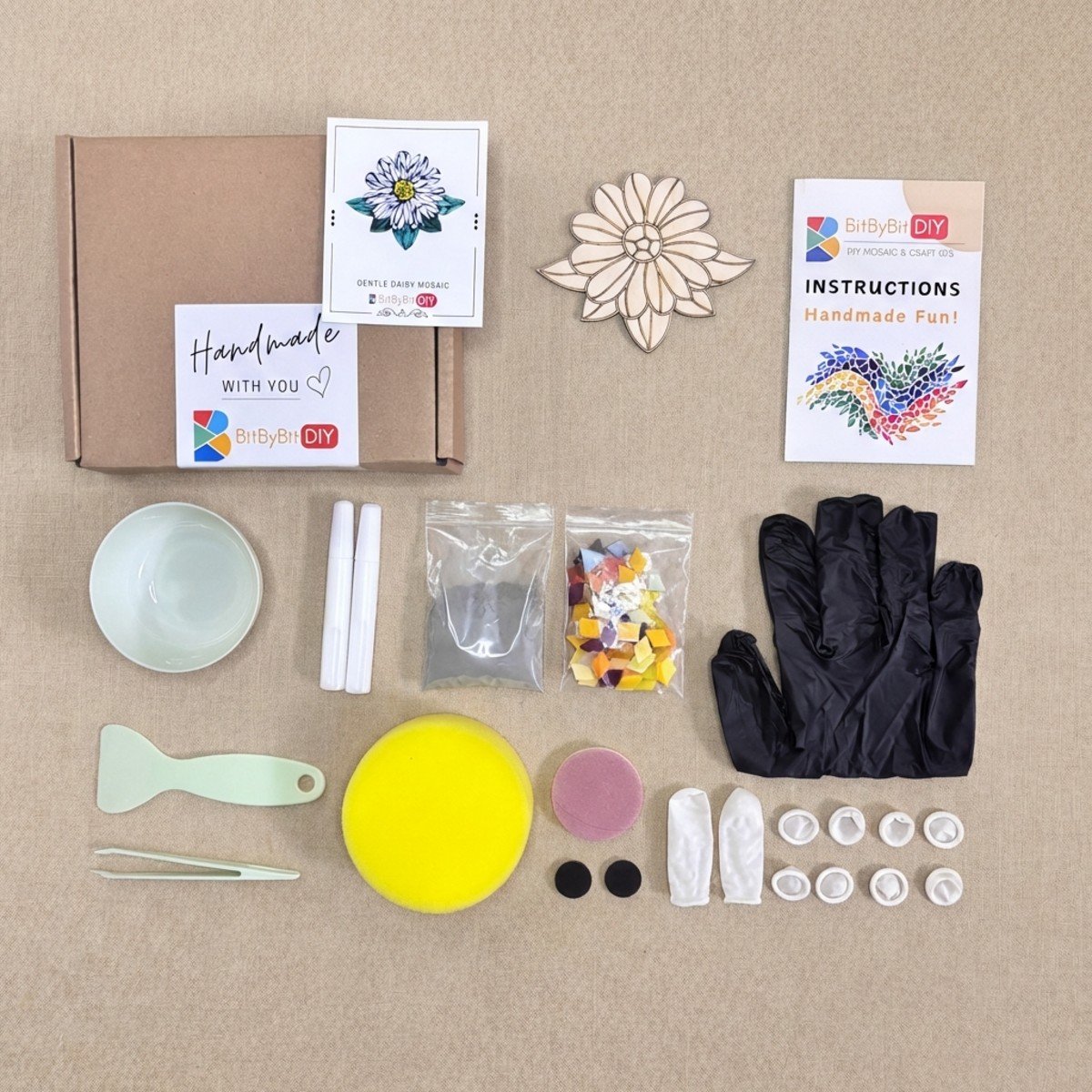 Gentle Daisy Mosaic Art Kit | DIY Glass Mosaic Kit, Premium Mica Tile Craft for Adults & Kids, Unique Home Decor Gift