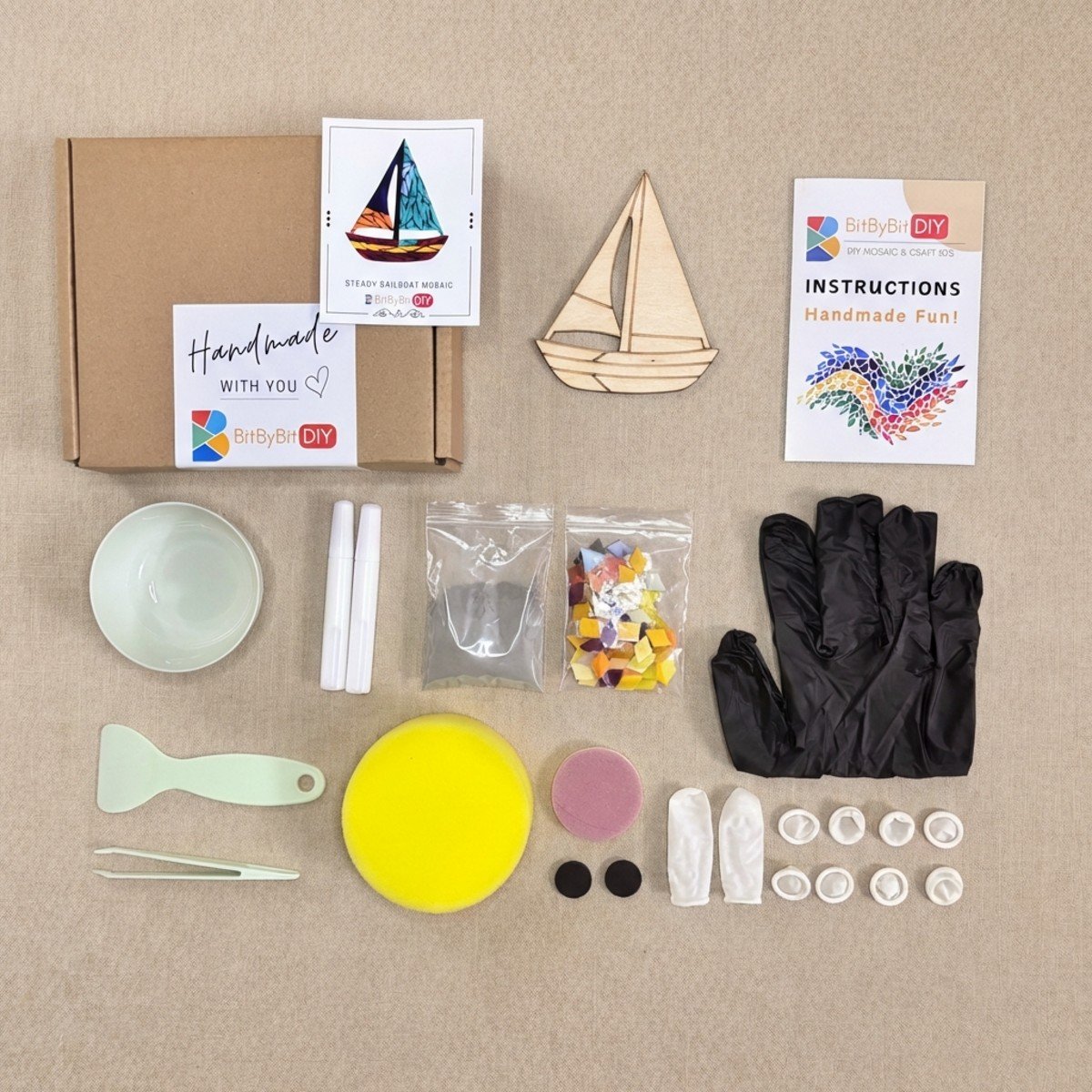 Steady Sailboat Mosaic Art Kit | DIY Glass Mosaic Kit, Premium Mica Tile Craft for Adults & Kids, Unique Home Decor Gift
