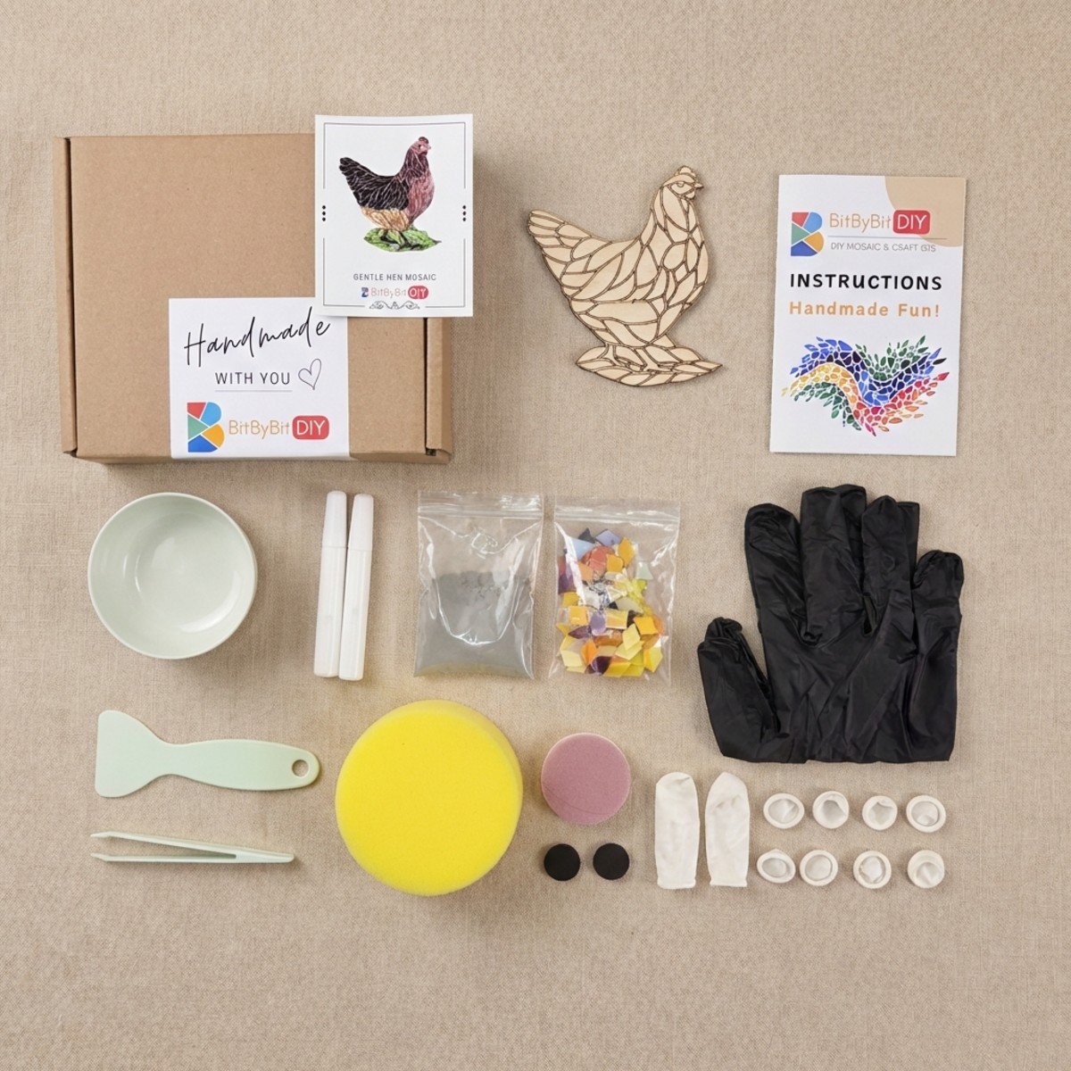 Gentle Hen Mosaic Art Kit | DIY Glass Mosaic Kit, Premium Mica Tile Craft for Adults & Kids, Unique Home Decor Gift