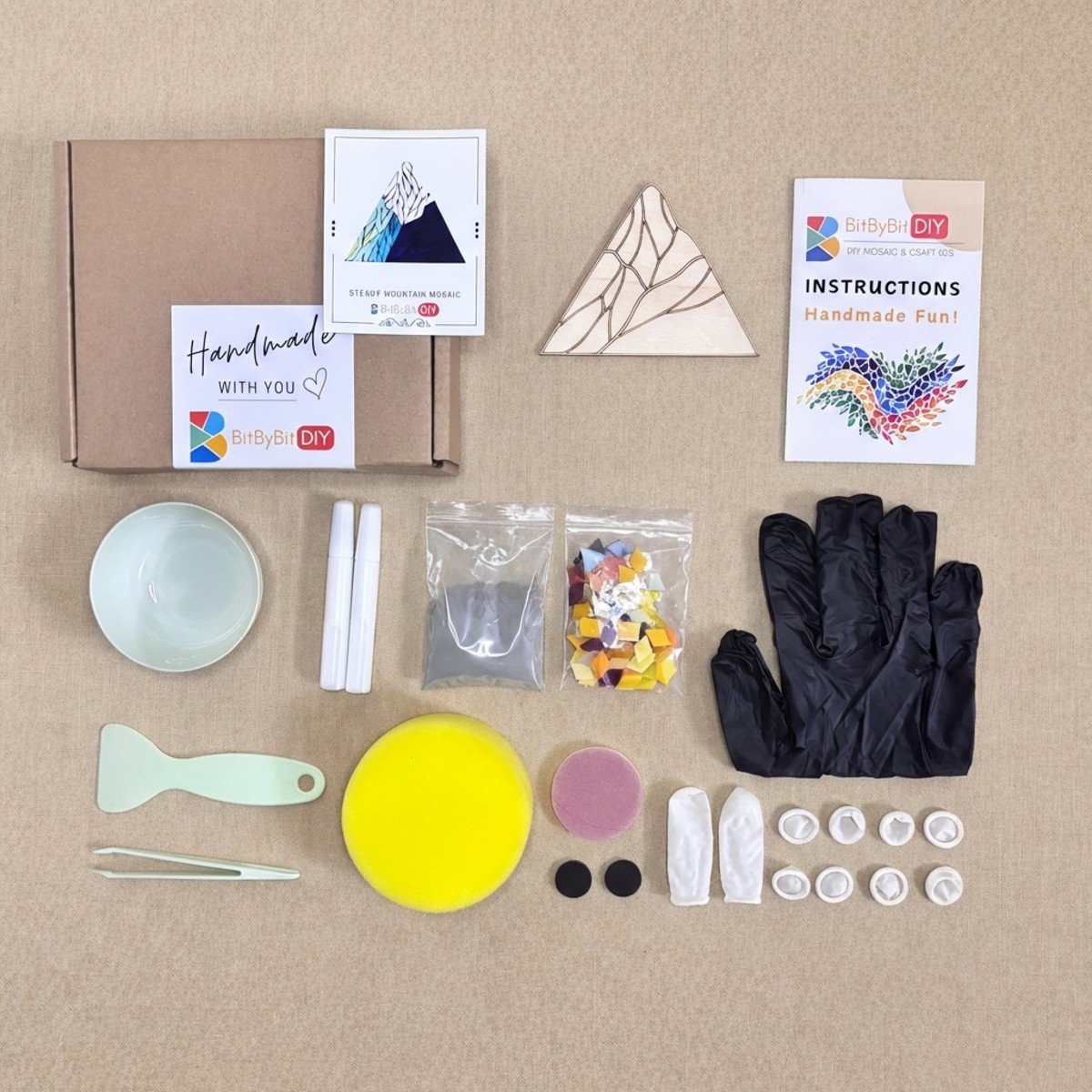 Steady Mountain Mosaic Art Kit | DIY Glass Mosaic Kit, Premium Mica Tile Craft for Adults & Kids, Unique Home Decor Gift