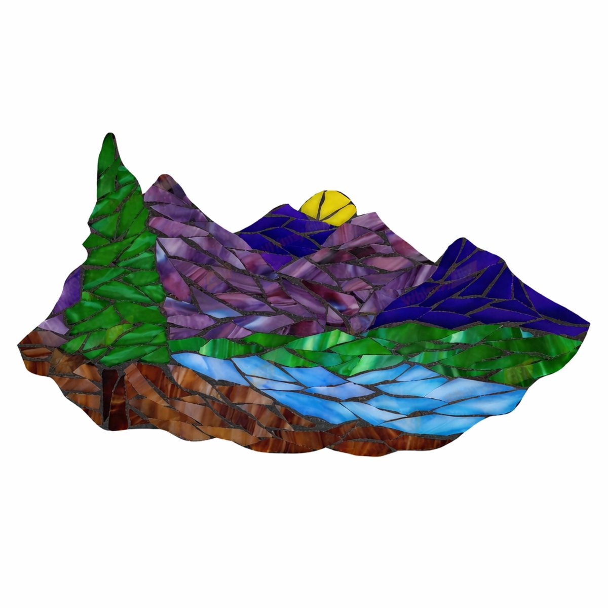 Peaceful Mountain Landscape Mosaic Art Kit | DIY Glass Mosaic Kit, Premium Mica Tile Craft for Adults & Kids, Unique Home Decor Gift