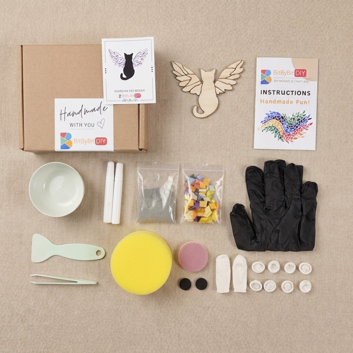 Guardian Cat Mosaic Art Kit | DIY Glass Mosaic Kit, Premium Mica Tile Craft for Adults & Kids, Unique Home Decor Gift