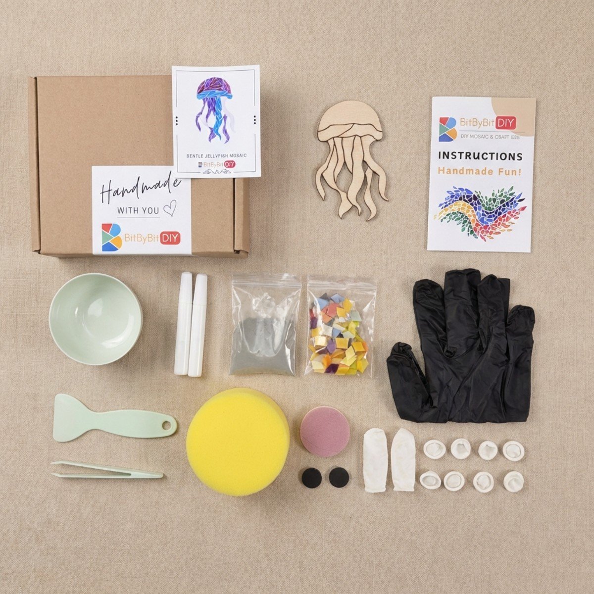 Gentle Jellyfish Mosaic Art Kit | DIY Glass Mosaic Kit, Premium Mica Tile Craft for Adults & Kids, Unique Home Decor Gift