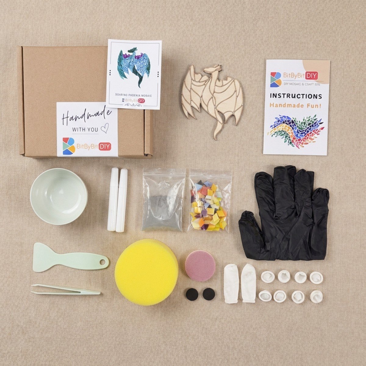 Soaring Phoenix Mosaic Art Kit | DIY Glass Mosaic Kit, Premium Mica Tile Craft for Adults & Kids, Unique Home Decor Gift