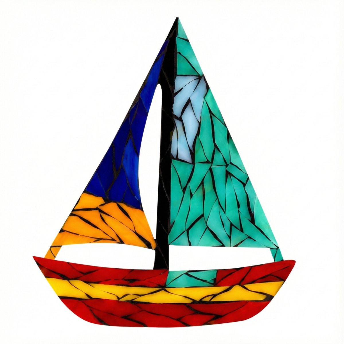 Steady Sailboat Mosaic Art Kit | DIY Glass Mosaic Kit, Premium Mica Tile Craft for Adults & Kids, Unique Home Decor Gift