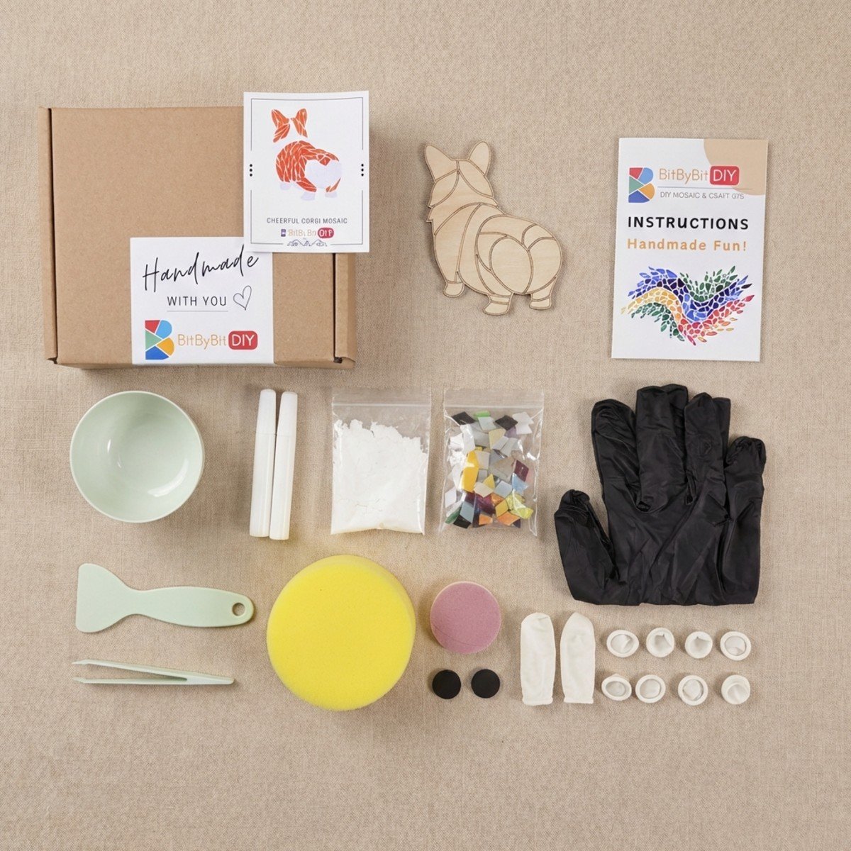 Cheerful Corgi Mosaic Art Kit | DIY Glass Mosaic Kit, Premium Mica Tile Craft for Adults & Kids, Unique Home Decor Gift