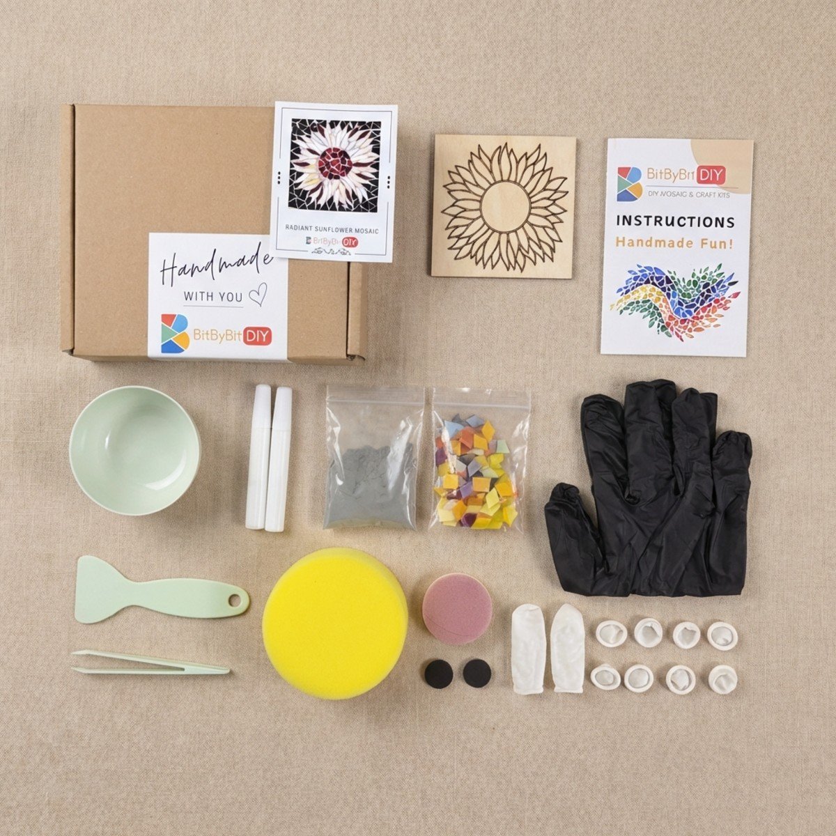 Radiant Sunflower Mosaic Art Kit | DIY Glass Mosaic Kit, Premium Mica Tile Craft for Adults & Kids, Unique Home Decor Gift