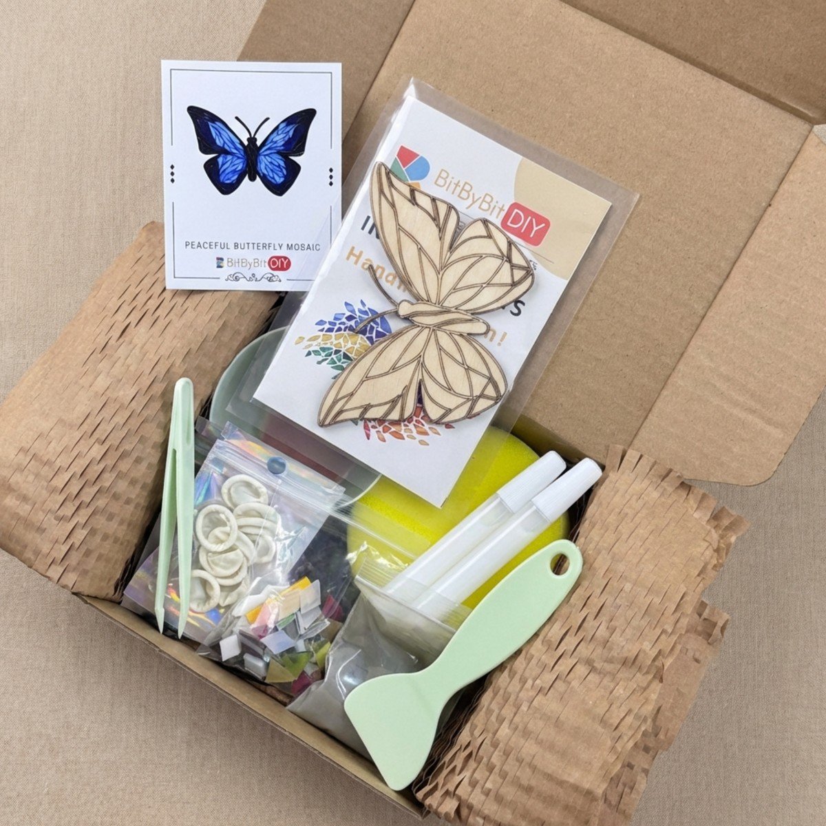 Peaceful Butterfly Mosaic Art Kit | DIY Glass Mosaic Kit, Premium Mica Tile Craft for Adults & Kids, Unique Home Decor Gift