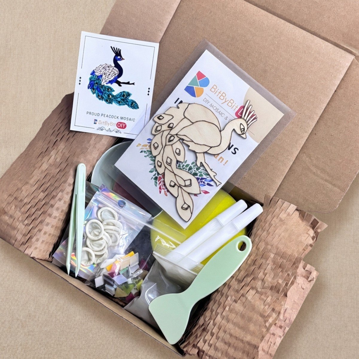 Proud Peacock Mosaic Art Kit | DIY Glass Mosaic Kit, Premium Mica Tile Craft for Adults & Kids, Unique Home Decor Gift