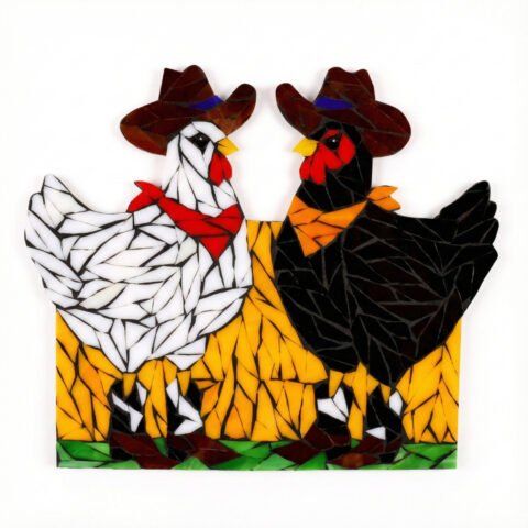 Companion Chickens Mosaic Art Kit | DIY Glass Mosaic Kit, Premium Mica Tile Craft for Adults & Kids, Unique Home Decor Gift