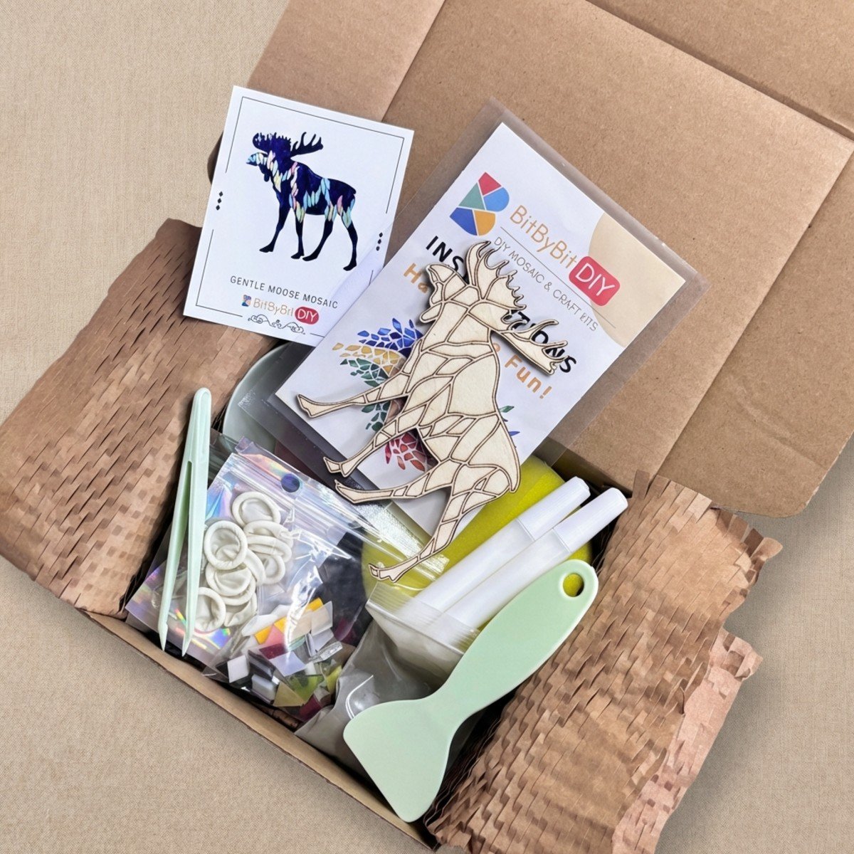 Gentle Moose Mosaic Art Kit | DIY Glass Mosaic Kit, Premium Mica Tile Craft for Adults & Kids, Unique Home Decor Gift