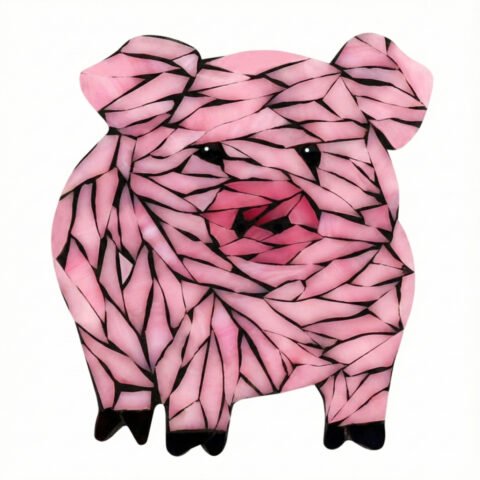 Cheerful Pig Mosaic Art Kit | DIY Glass Mosaic Kit, Premium Mica Tile Craft for Adults & Kids, Unique Home Decor Gift