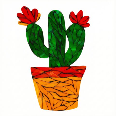 Cheerful Potted Cactus Mosaic Art Kit