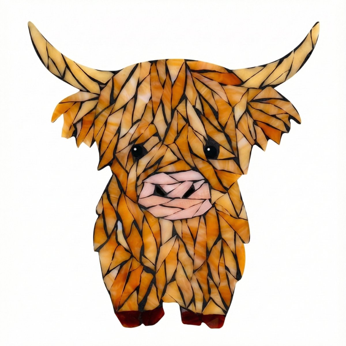 Gentle Highland Cow Mosaic Art Kit | DIY Glass Mosaic Kit, Premium Mica Tile Craft for Adults & Kids, Unique Home Decor Gift