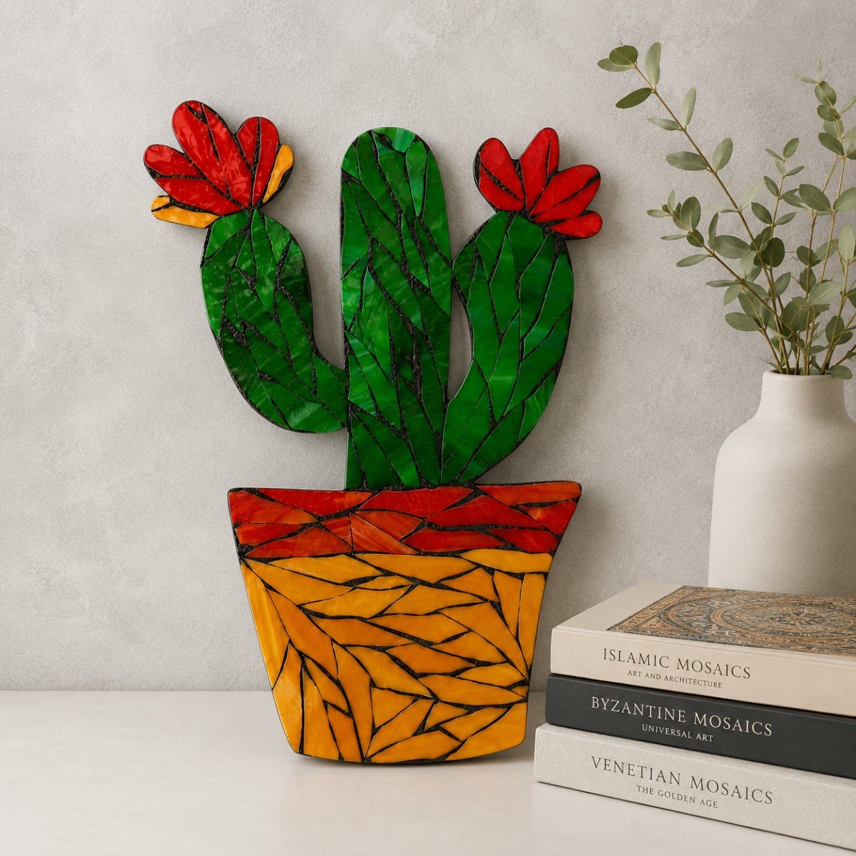 Cheerful Potted Cactus Glass Mosaic Art Kit