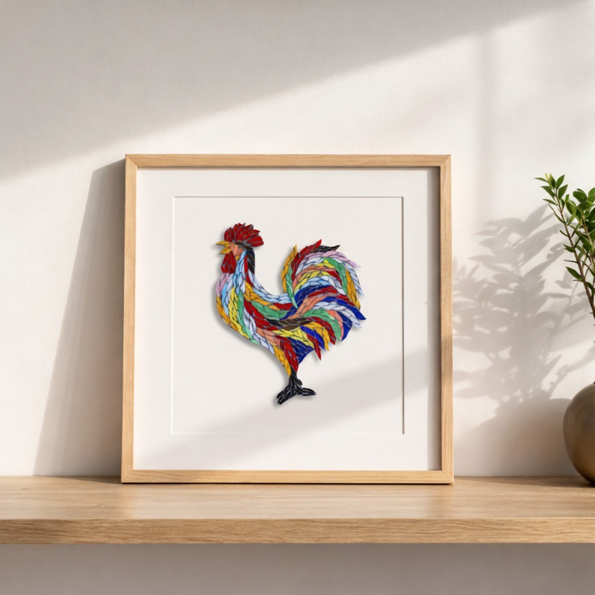 Proud Rooster Mosaic Art Kit | DIY Glass Mosaic Kit, Premium Mica Tile Craft for Adults & Kids, Unique Home Decor Gift