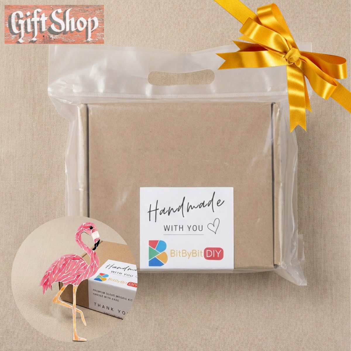 Graceful Flamingo Mosaic Art Kit | DIY Glass Mosaic Kit, Premium Mica Tile Craft for Adults & Kids, Unique Home Decor Gift