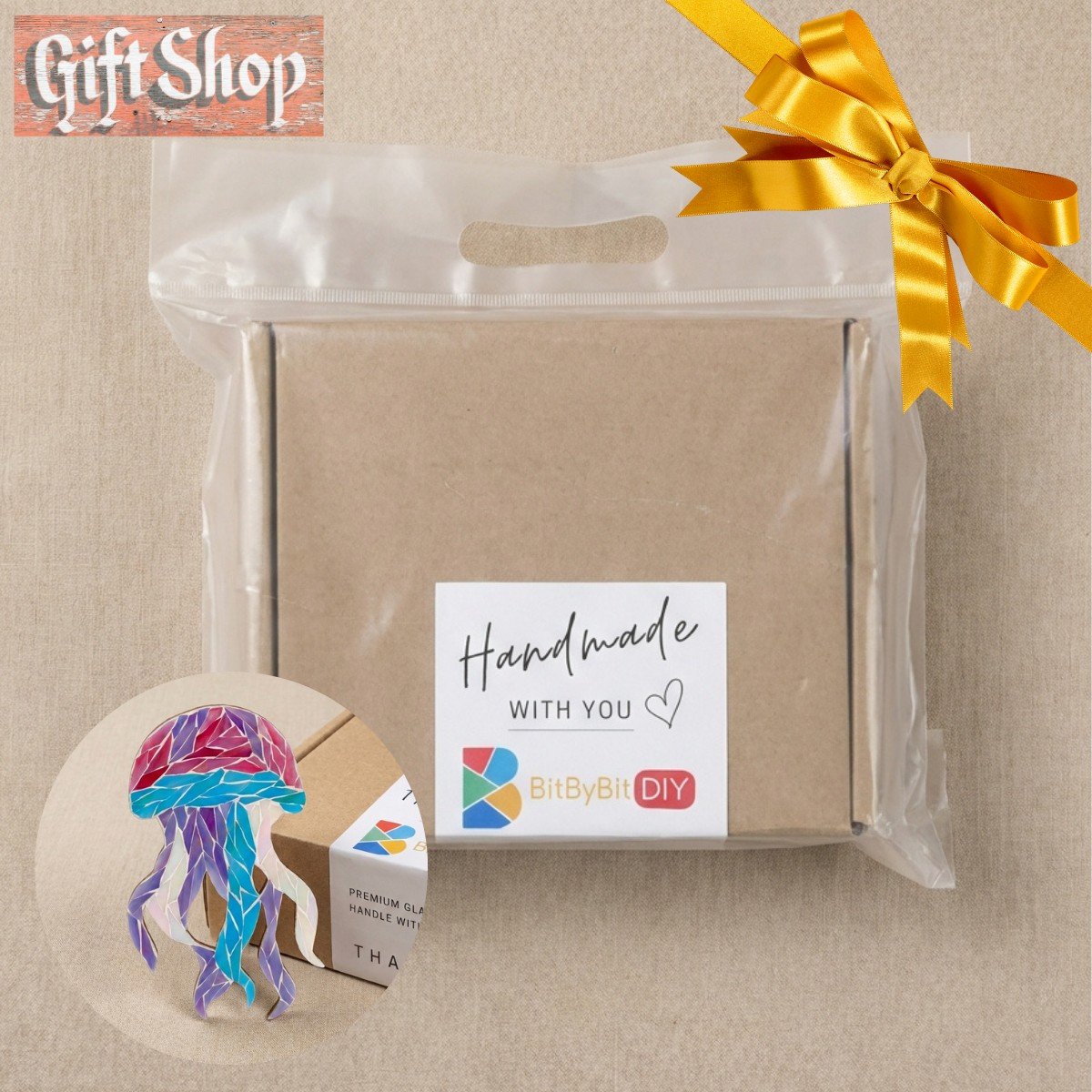 Gentle Jellyfish Mosaic Art Kit | DIY Glass Mosaic Kit, Premium Mica Tile Craft for Adults & Kids, Unique Home Decor Gift