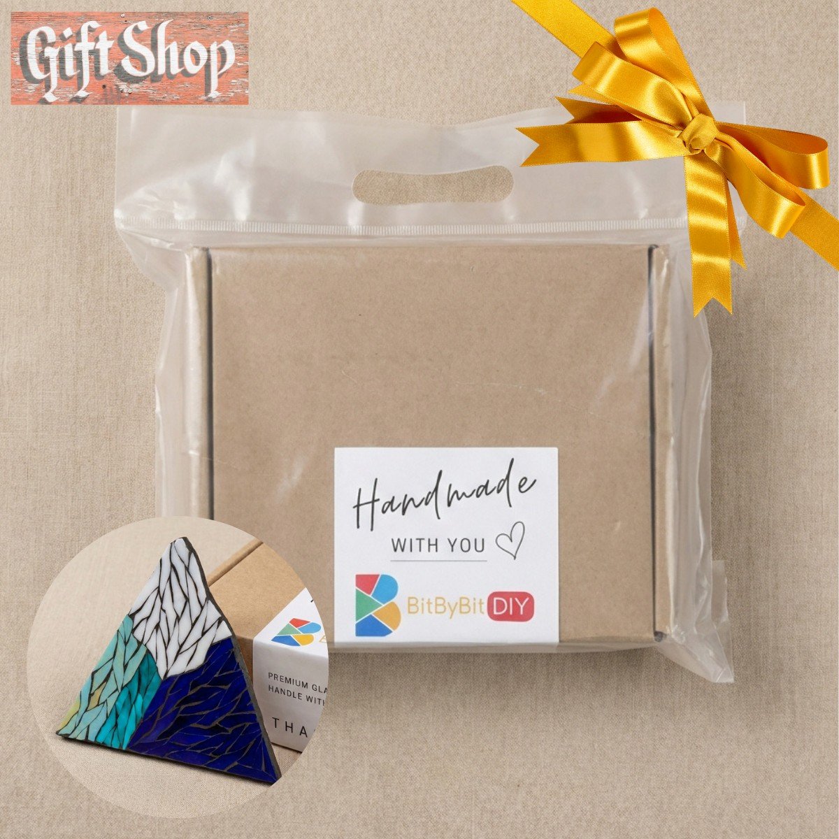 Steady Mountain Mosaic Art Kit | DIY Glass Mosaic Kit, Premium Mica Tile Craft for Adults & Kids, Unique Home Decor Gift