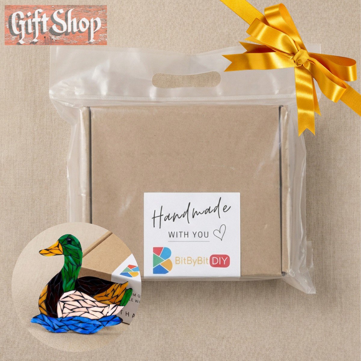 Calm Mallard Mosaic Art Kit | DIY Glass Mosaic Kit, Premium Mica Tile Craft for Adults & Kids, Unique Home Decor Gift