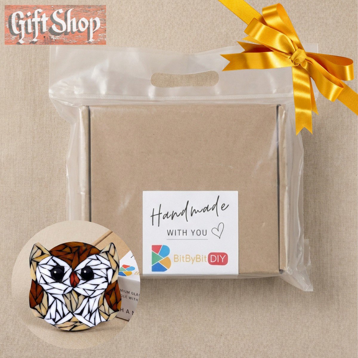 BeGentle Owl Mosaic Art Kit | DIY Glass Mosaic Kit, Premium Mica Tile Craft for Adults & Kids, Unique Home Decor Gift