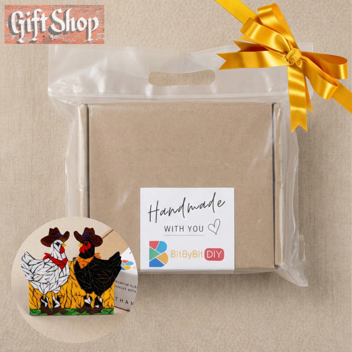 Companion Chickens Mosaic Art Kit | DIY Glass Mosaic Kit, Premium Mica Tile Craft for Adults & Kids, Unique Home Decor Gift