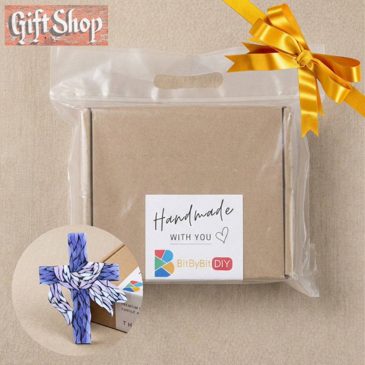 Quiet Cross Mosaic Art Kit | DIY Glass Mosaic Kit, Premium Mica Tile Craft for Adults & Kids, Unique Home Decor Gift