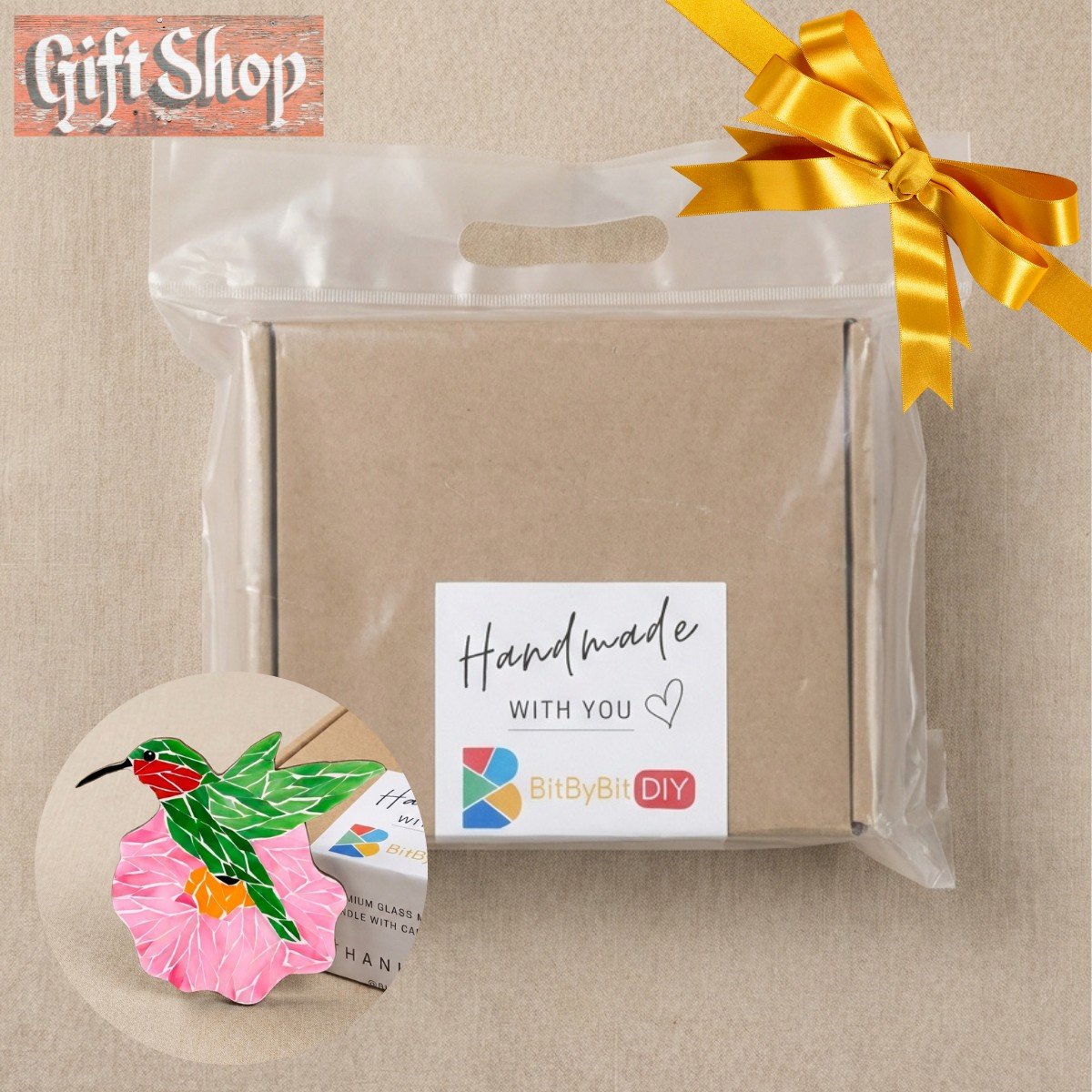 Hovering Hummingbird Mosaic Art Kit | DIY Glass Mosaic Kit, Premium Mica Tile Craft for Adults & Kids, Unique Home Decor Gift