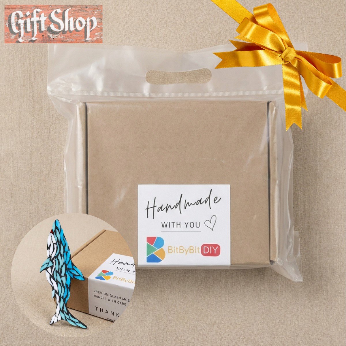 Steady Shark Mosaic Art Kit | DIY Glass Mosaic Kit, Premium Mica Tile Craft for Adults & Kids, Unique Home Decor Gift