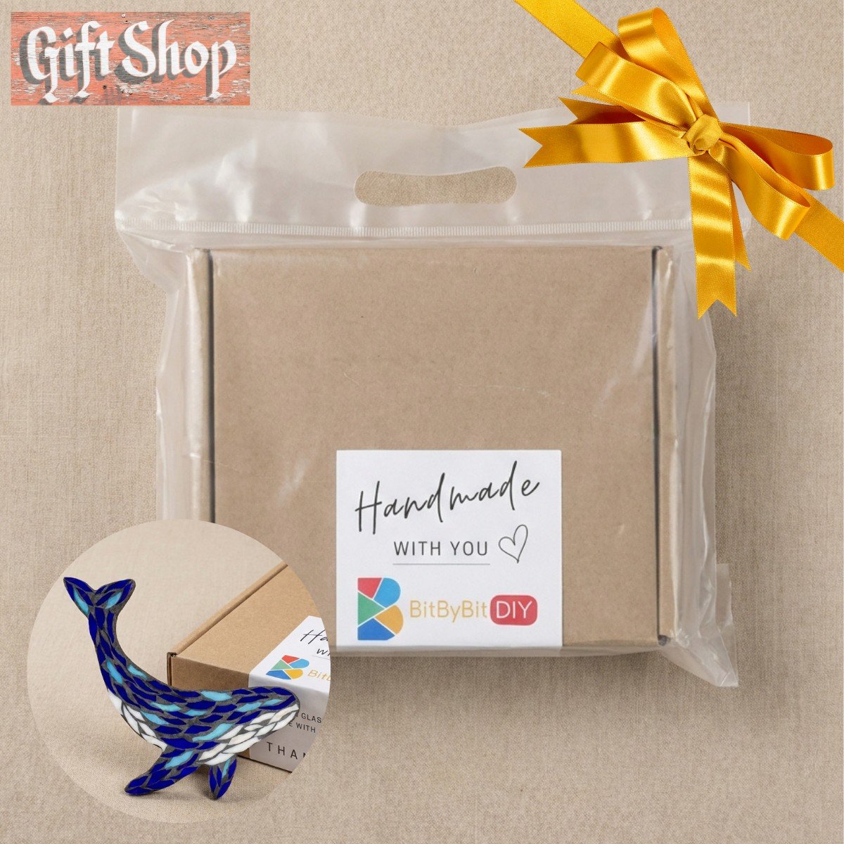 Gentle Whale Mosaic Art Kit | DIY Glass Mosaic Kit, Premium Mica Tile Craft for Adults & Kids, Unique Home Decor Gift