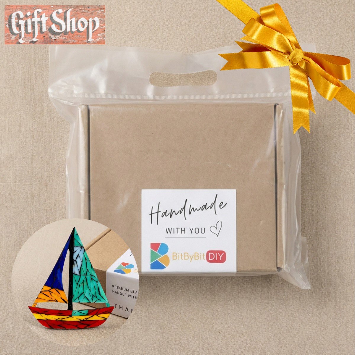 Steady Sailboat Mosaic Art Kit | DIY Glass Mosaic Kit, Premium Mica Tile Craft for Adults & Kids, Unique Home Decor Gift