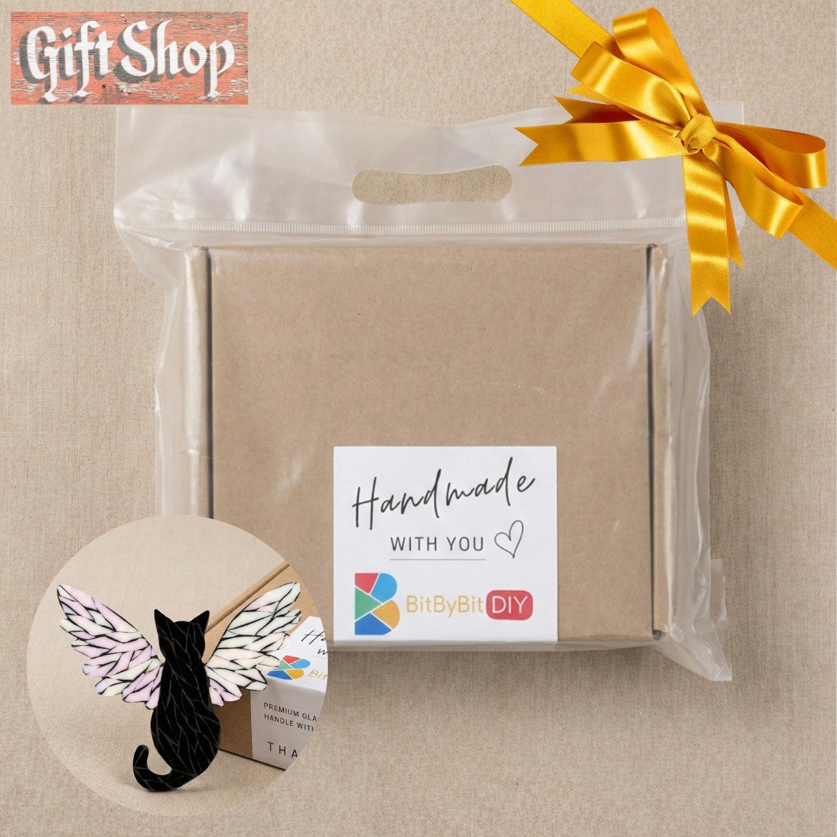 Guardian Cat Mosaic Art Kit | DIY Glass Mosaic Kit, Premium Mica Tile Craft for Adults & Kids, Unique Home Decor Gift