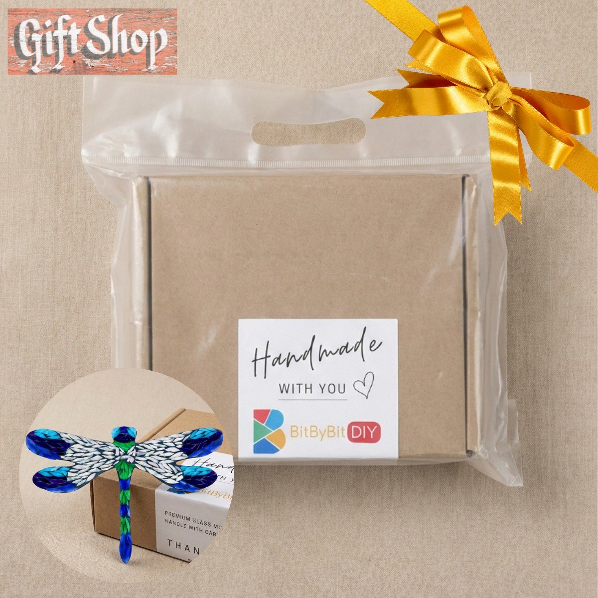 Quiet Dragonfly Mosaic Art Kit | DIY Glass Mosaic Kit, Premium Mica Tile Craft for Adults & Kids, Unique Home Decor Gift