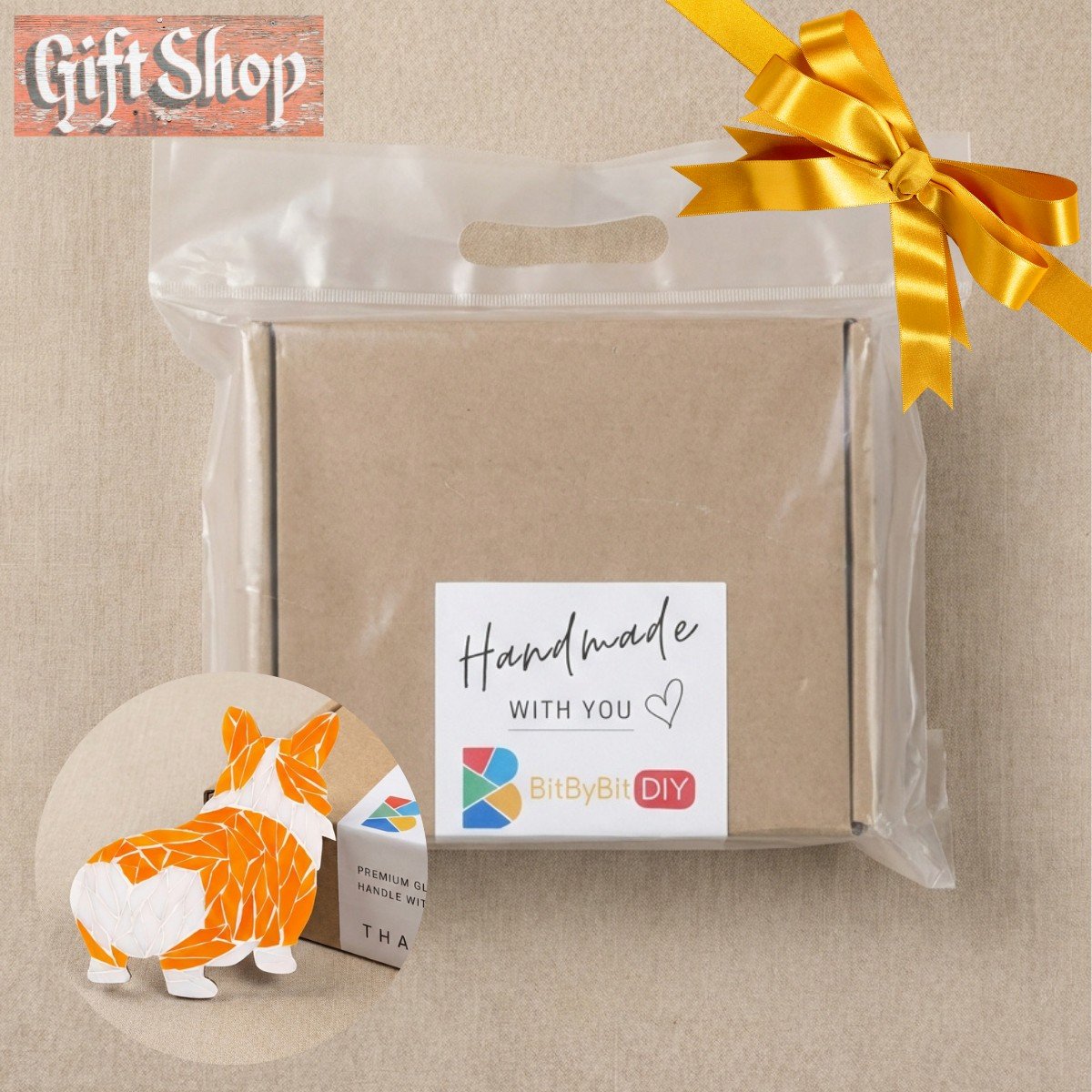 Cheerful Corgi Mosaic Art Kit | DIY Glass Mosaic Kit, Premium Mica Tile Craft for Adults & Kids, Unique Home Decor Gift