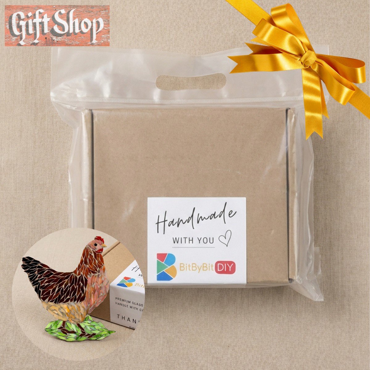 Gentle Hen Mosaic Art Kit | DIY Glass Mosaic Kit, Premium Mica Tile Craft for Adults & Kids, Unique Home Decor Gift