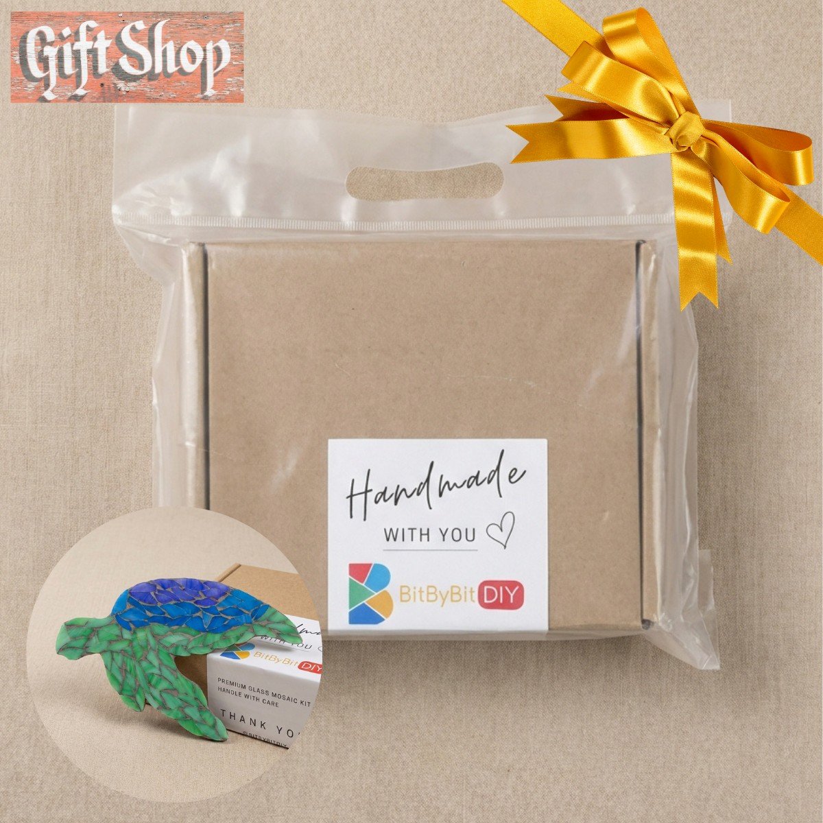 Gentle Turtle Mosaic Art Kit | DIY Glass Mosaic Kit, Premium Mica Tile Craft for Adults & Kids, Unique Home Decor Gift