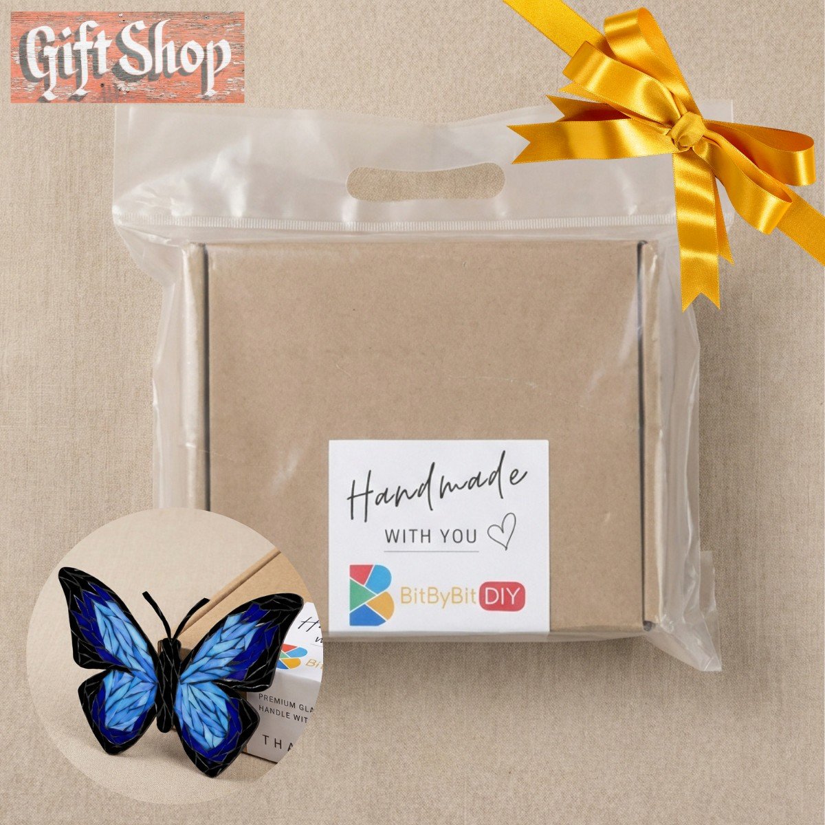 Peaceful Butterfly Mosaic Art Kit | DIY Glass Mosaic Kit, Premium Mica Tile Craft for Adults & Kids, Unique Home Decor Gift