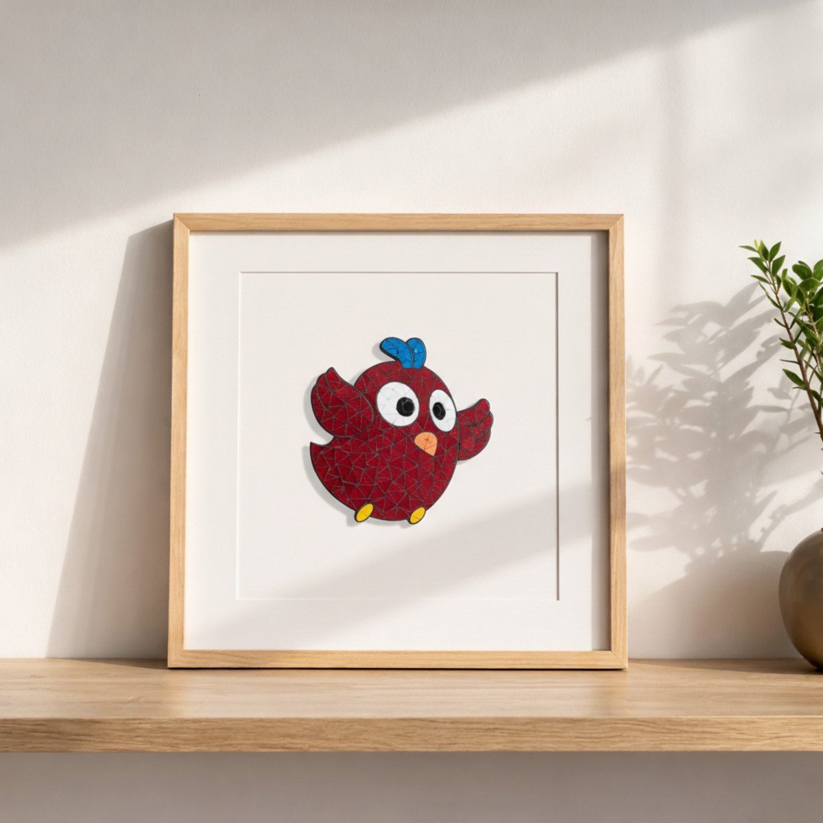 Little Red Bird Mosaic Art Kit | DIY Glass Mosaic Kit, Premium Mica Tile Craft for Adults & Kids, Unique Home Decor Gift