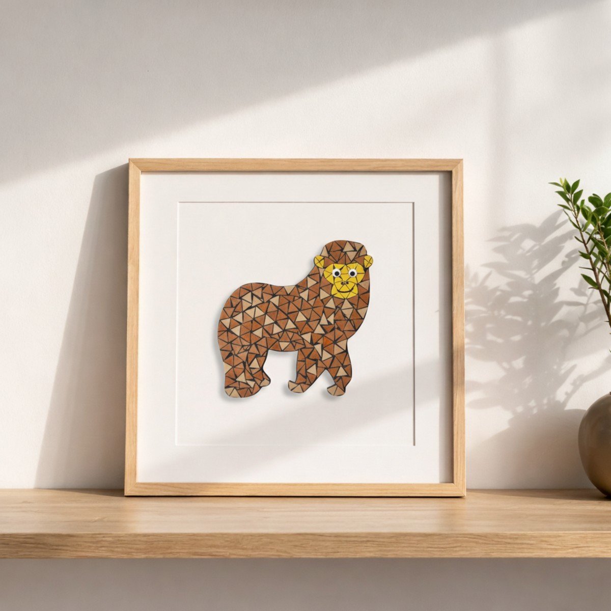 Golden Monkey Mosaic Art Kit | DIY Glass Mosaic Kit, Premium Mica Tile Craft for Adults & Kids, Unique Home Decor Gift